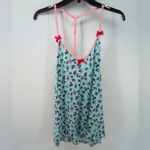 Betsey Johnson Mint Green Floral Pajama Top 2016 Collection Spandex Blend M